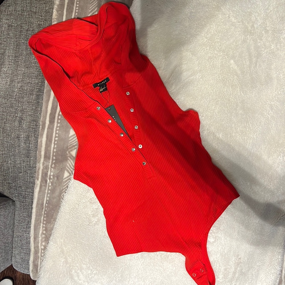 Ribbed bodysuit with hood